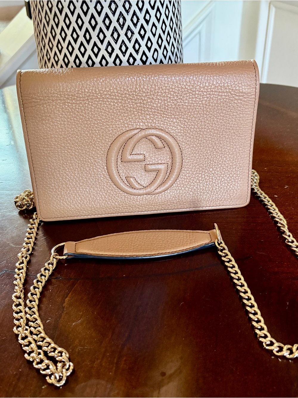 GUCCI Soho Camelia Leather Wallet on Chain WOC - Excellent Condition